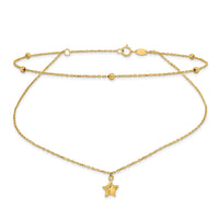 Load image into Gallery viewer, 10K Polished 2-Strand Star 9in Plus 2in ext. Anklet
