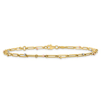 Load image into Gallery viewer, 10K Tri-color Polished and Diamond-cut 10in Anklet
