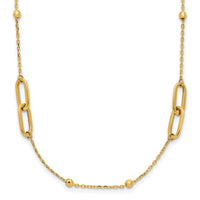 Load image into Gallery viewer, 10K Polished and Dia-cut Fancy Link w/Beads w/2in ext. Necklace
