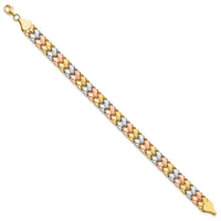 Load image into Gallery viewer, 10K Two-tone w/Wht Rhodium Polished/Satin Fancy Link Bracelet
