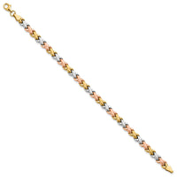 Load image into Gallery viewer, 10K Two-tone w/Wht Rhodium Polished/Satin Fancy Link Bracelet
