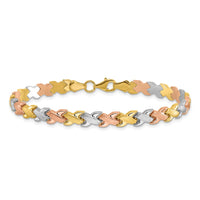 Load image into Gallery viewer, 10K Two-tone w/Wht Rhodium Polished/Satin Fancy Link Bracelet
