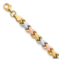 Load image into Gallery viewer, 10K Two-tone w/Wht Rhodium Polished/Satin Fancy Link Bracelet
