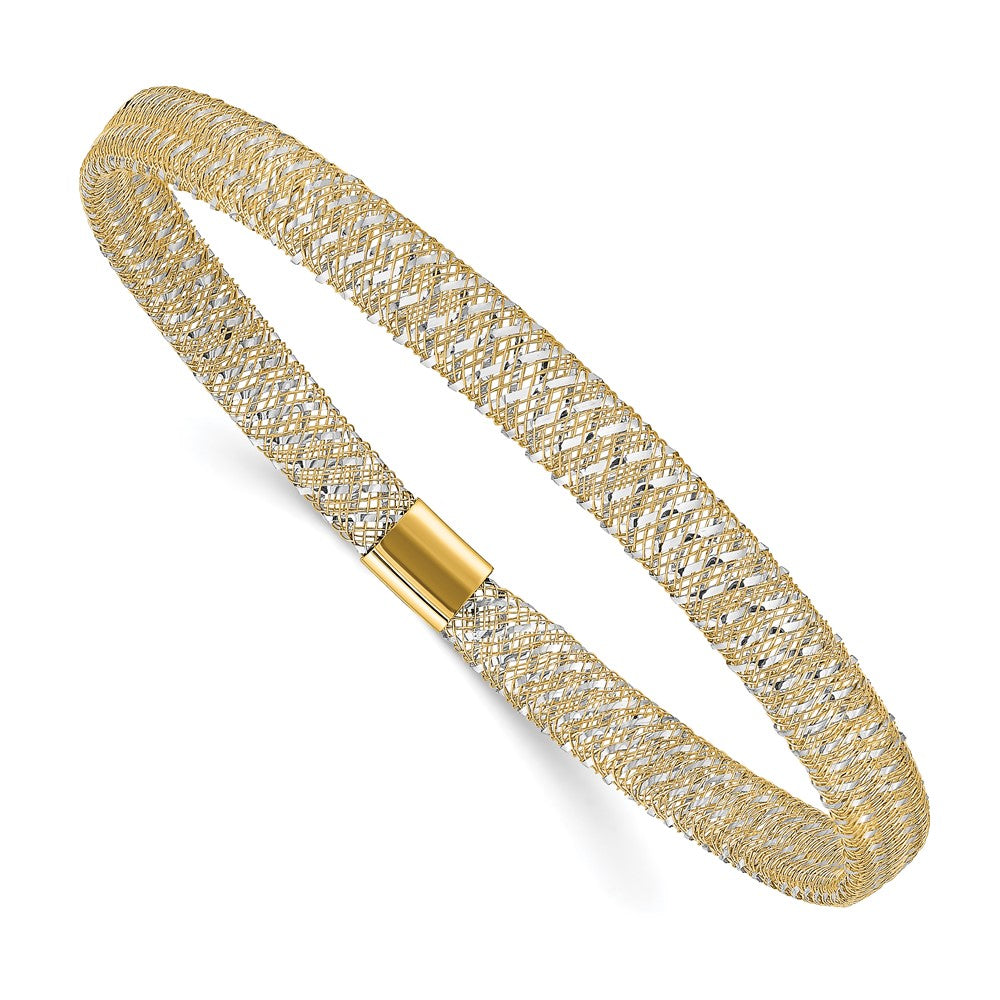 10K with Rhodium-plating Polished Stretch Bangle