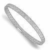 10K w/White RH-plating Fancy Stretch Bangle Bracelet