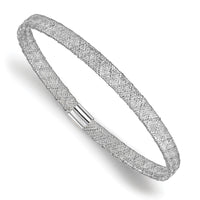 Load image into Gallery viewer, 10K w/White RH-plating Fancy Stretch Bangle Bracelet
