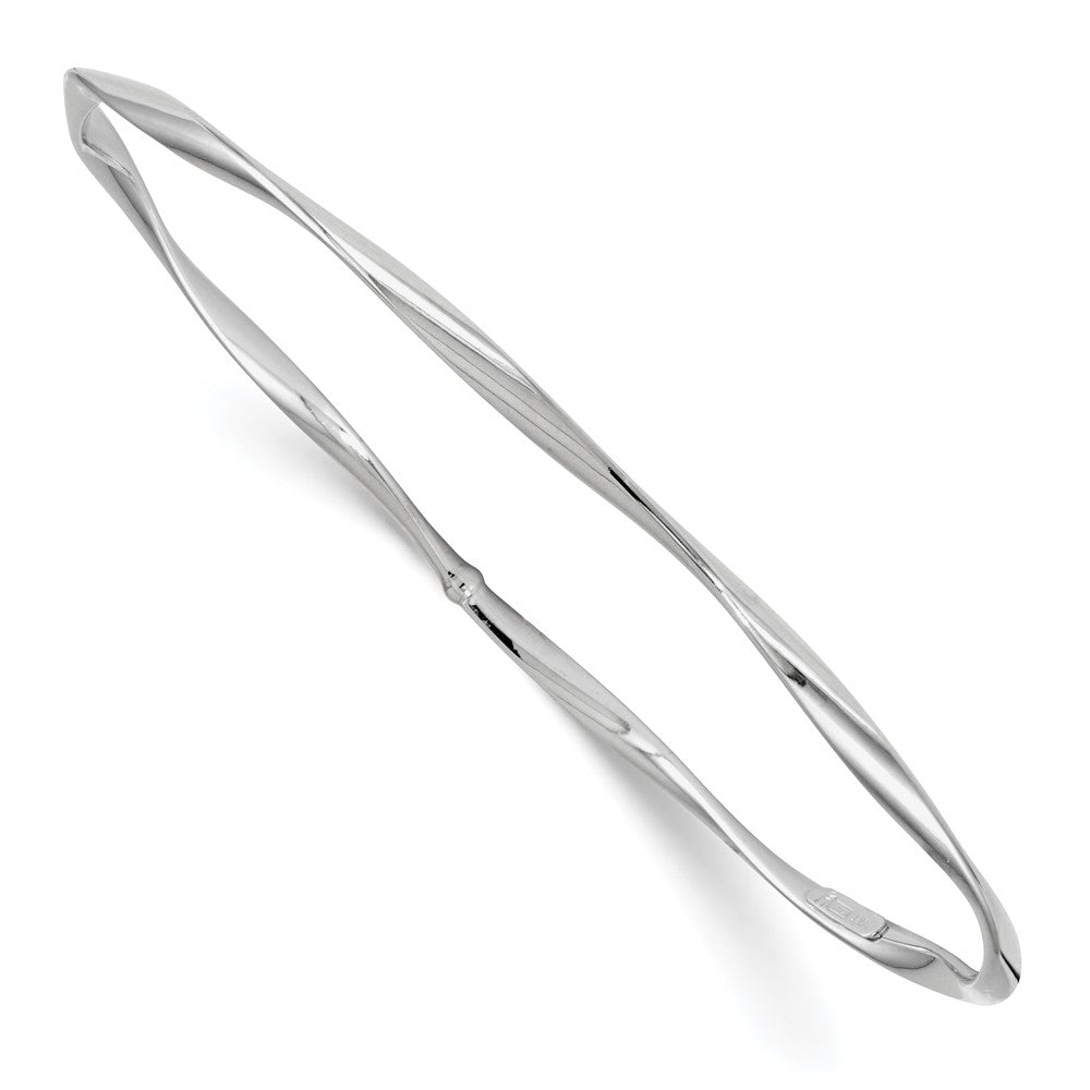 10K White Gold Polished Twisted Slip-on Bangle