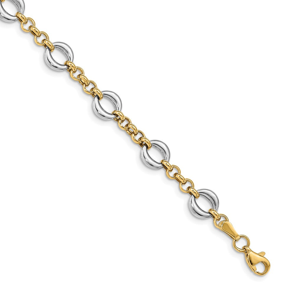 10K Two-tone Polished Fancy Link Bracelet