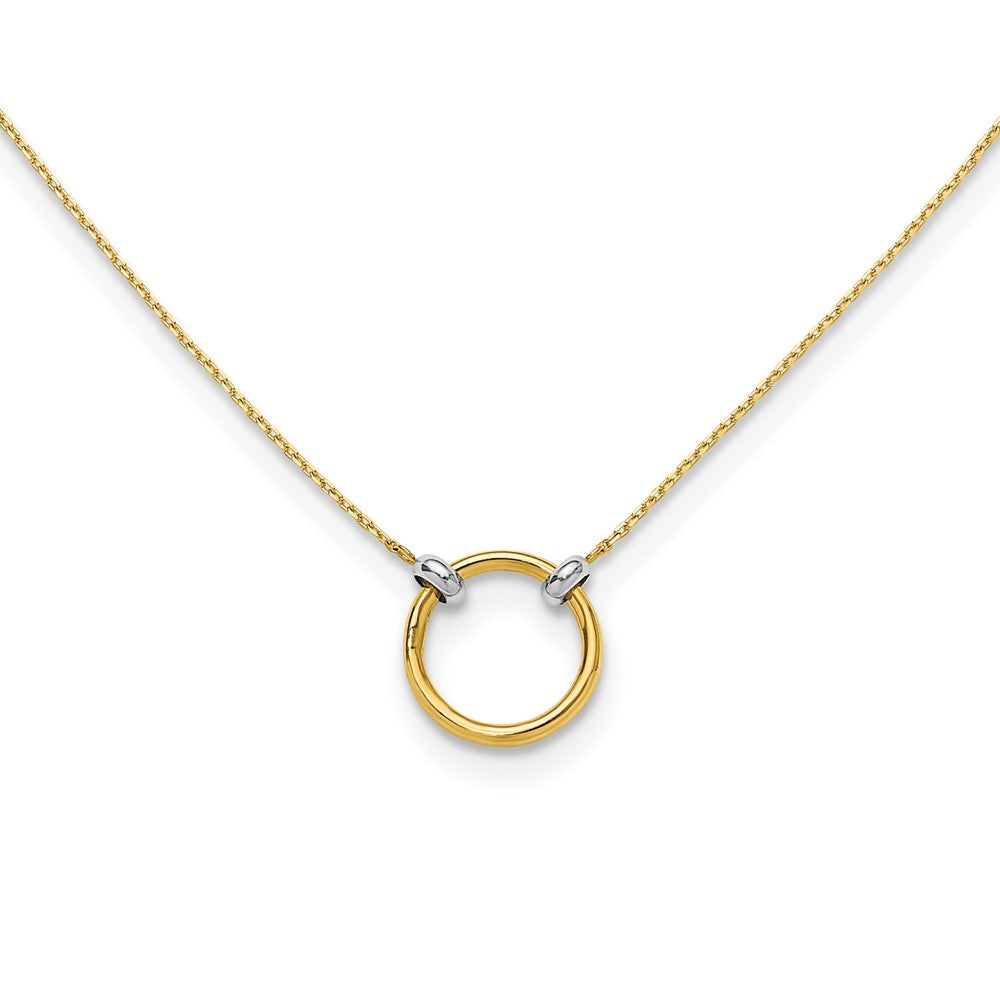 10K with Rhodium Polished Circle Necklace