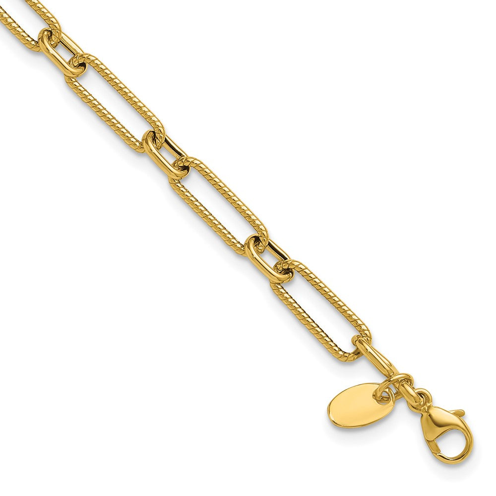 10K Polished and Textured 4.2mm Fancy Link Bracelet