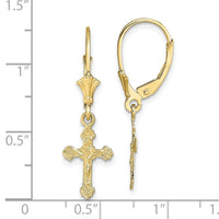 Load image into Gallery viewer, 10k Crucifix Leverback Earrings
