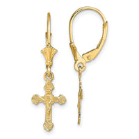Load image into Gallery viewer, 10k Crucifix Leverback Earrings

