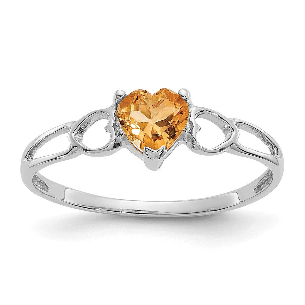 10k White Gold Polished Genuine Citrine Birthstone Ring