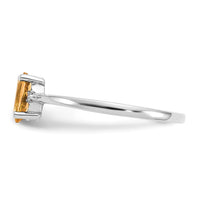 Load image into Gallery viewer, 10k White Gold Polished Genuine Diamond/Citrine Birthstone Ring

