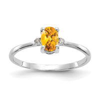 Load image into Gallery viewer, 10k White Gold Polished Genuine Diamond/Citrine Birthstone Ring
