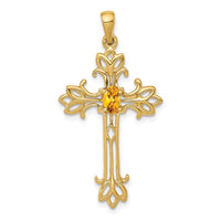 Load image into Gallery viewer, 10k 5x3mm Oval Citrine cross pendant
