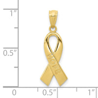 Load image into Gallery viewer, 10k Gold Polished Hope Ribbon Pendant
