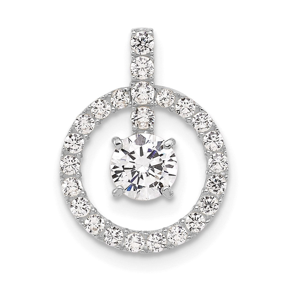 10K Tiara Collection White Gold Polished CZ Pendant
