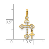 Load image into Gallery viewer, 10K CZ Budded Cross w/Cross Dangle Pendant
