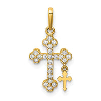 Load image into Gallery viewer, 10K CZ Budded Cross w/Cross Dangle Pendant
