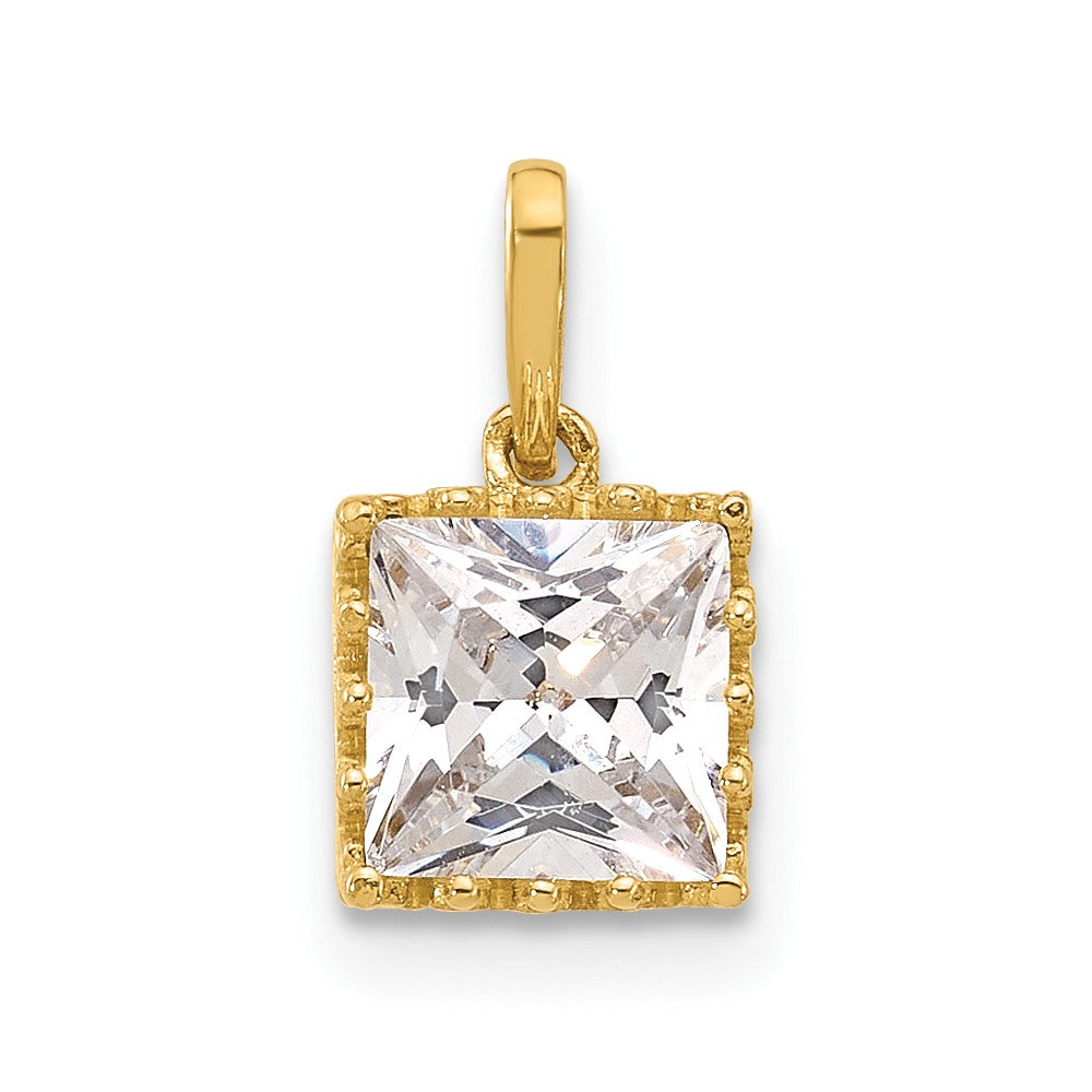 10k Tiara Collection Polished Square CZ Pendant