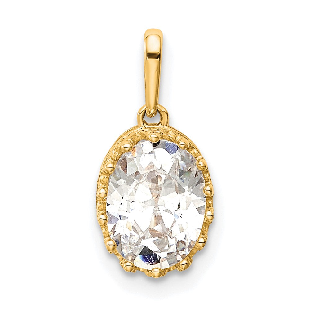 10k Tiara Collection Polished Oval CZ Pendant
