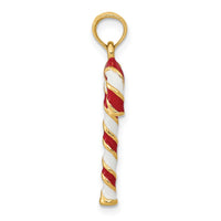 Load image into Gallery viewer, 10k 3-D Enameled Candy Cane Pendant
