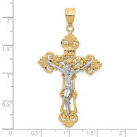 Load image into Gallery viewer, 10k Two-tone INRI Fleur De Lis Crucifix Pendant
