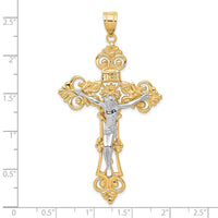 Load image into Gallery viewer, 10k Two-tone INRI Fleur De Lis Crucifix Pendant
