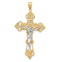 Load image into Gallery viewer, 10k Two-tone INRI Fleur De Lis Crucifix Pendant
