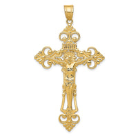 Load image into Gallery viewer, 10k INRI Fleur De Lis Crucifix Pendant
