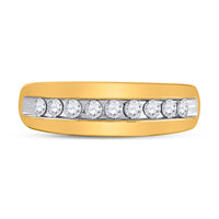 Load image into Gallery viewer, 10kt Yellow Gold Mens Round Diamond Wedding Single Row Band Ring 1/2 Cttw
