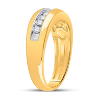 Load image into Gallery viewer, 10kt Yellow Gold Mens Round Diamond Wedding Single Row Band Ring 1/2 Cttw
