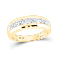 Load image into Gallery viewer, 10kt Yellow Gold Mens Round Diamond Wedding Single Row Band Ring 1/2 Cttw
