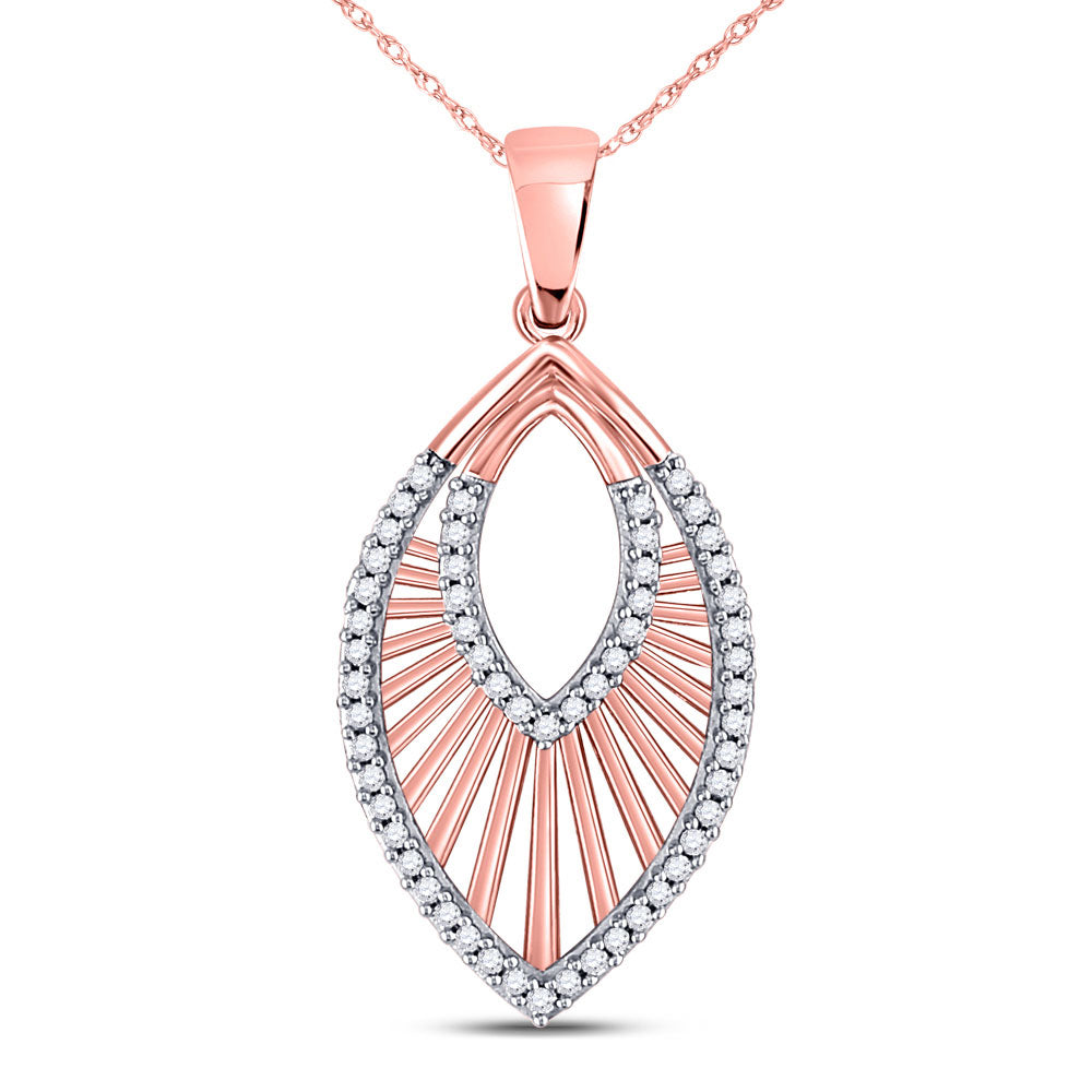 10kt Rose Gold Womens Round Diamond Modern Geometric Fashion Pendant 1/6 Cttw