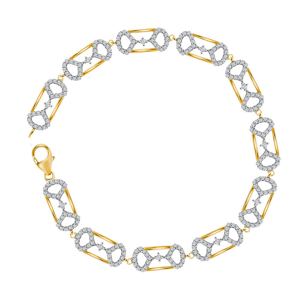 10kt Yellow Gold Womens Round Diamond Fashion Bracelet 1 Cttw