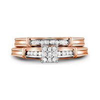 Load image into Gallery viewer, 10kt Rose Gold Round Diamond Bridal Wedding Ring Band Set 1/5 Cttw
