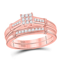 Load image into Gallery viewer, 10kt Rose Gold Round Diamond Bridal Wedding Ring Band Set 1/5 Cttw
