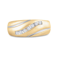 Load image into Gallery viewer, 10kt Yellow Gold Mens Round Diamond Single Row Band Ring 1/4 Cttw

