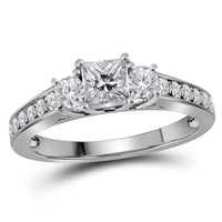 Load image into Gallery viewer, 14kt White Gold Princess Diamond 3-stone Bridal Wedding Engagement Ring 1 Cttw
