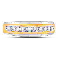Load image into Gallery viewer, 10kt Two-tone Gold Mens Round Diamond Wedding Band Ring 1/4 Cttw

