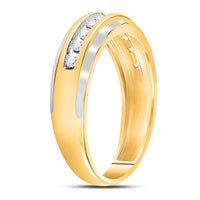 Load image into Gallery viewer, 10kt Two-tone Gold Mens Round Diamond Wedding Band Ring 1/4 Cttw
