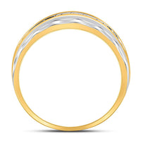 Load image into Gallery viewer, 10kt Two-tone Gold Mens Round Diamond Wedding Band Ring 1/4 Cttw
