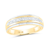Load image into Gallery viewer, 10kt Two-tone Gold Mens Round Diamond Wedding Band Ring 1/4 Cttw
