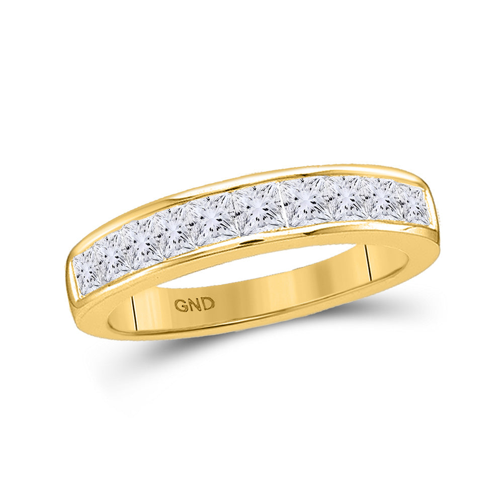 14kt Yellow Gold Womens Princess Channel-set Diamond Single Row Wedding Band 1/4 Cttw