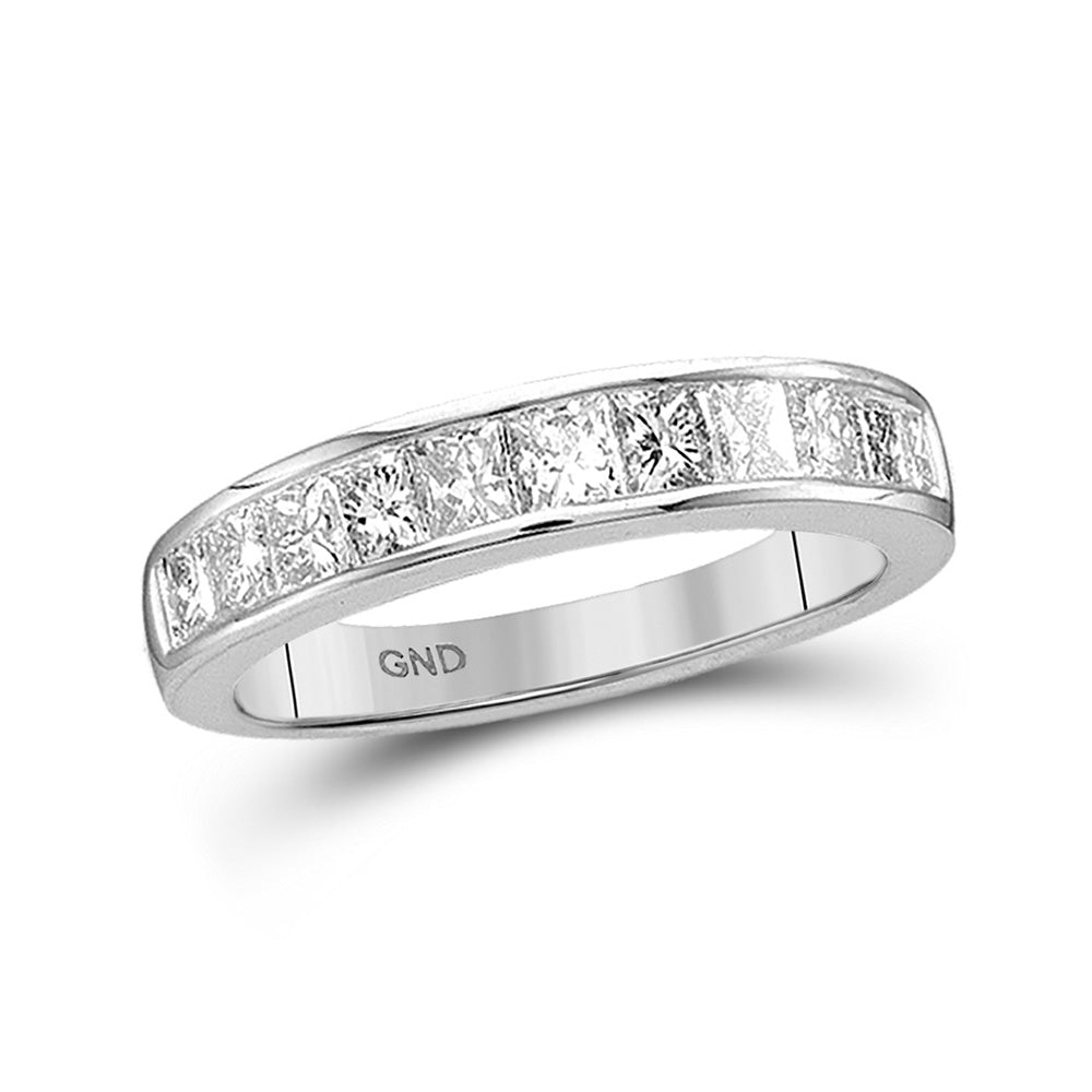 14kt White Gold Womens Princess Diamond Wedding Band 1/4 Cttw