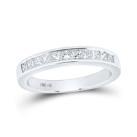 Load image into Gallery viewer, 14kt White Gold Womens Princess Diamond Wedding Band 1/2 Cttw
