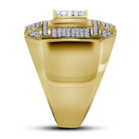 Load image into Gallery viewer, 14kt Yellow Gold Mens Princess Diamond Grid Cluster Ring 1 Cttw
