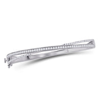 Load image into Gallery viewer, 14kt White Gold Womens Round Diamond Bangle Bracelet 1 Cttw
