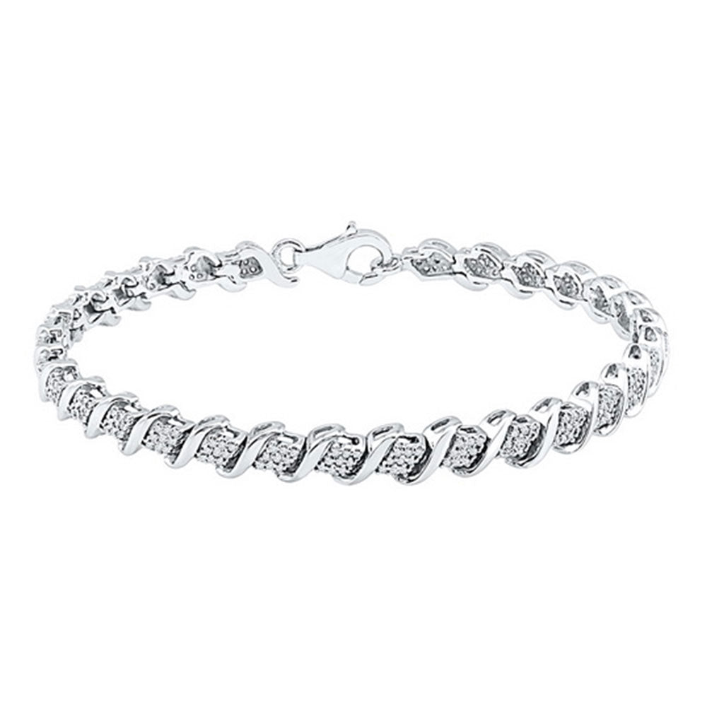 10kt White Gold Womens Round Diamond Tennis Bracelet 1/2 Cttw
